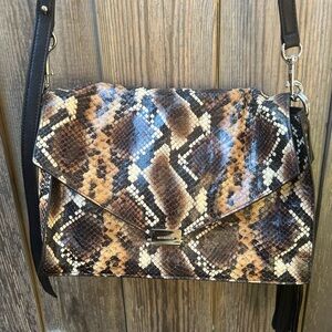 All Saints Miki snakeskin embossed handbag
